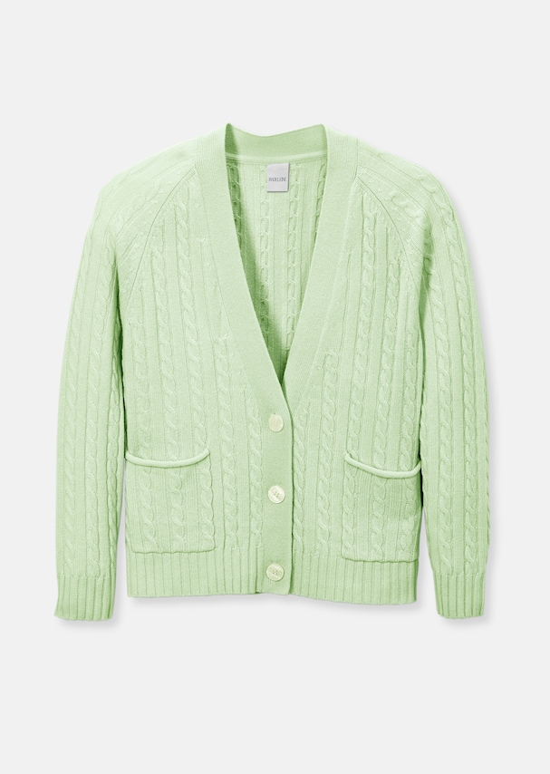Cardigan with cable knit pattern in trendy colours 5