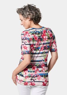 Bequemes Druckshirt in Blumen-Ringeloptik thumbnail 2