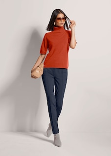 Cashmere roll neck jumper with half-length sleeves thumbnail 4