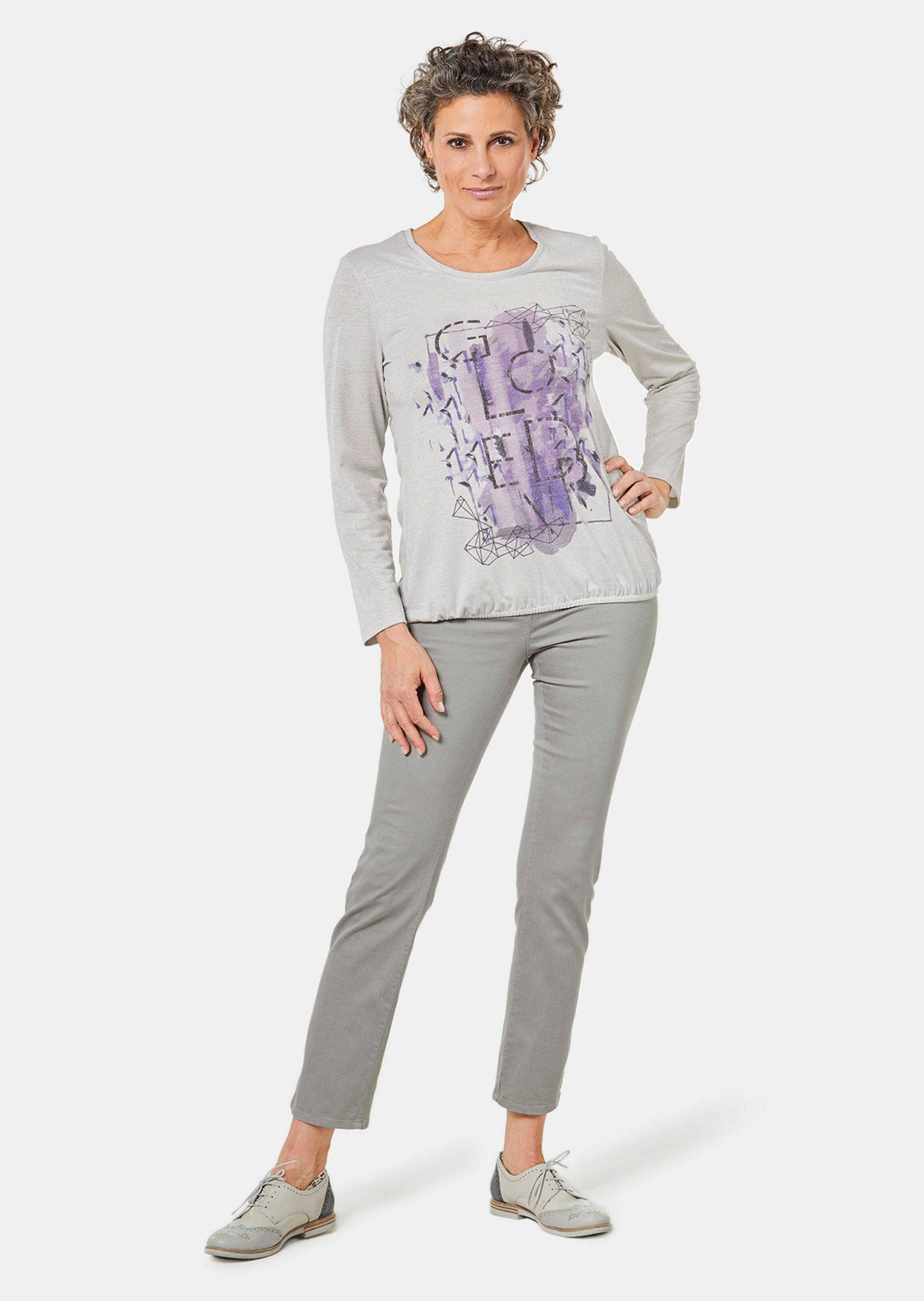 T-shirt brillant avec imprimé - gris / à motifs - Gr. 54 de Goldner Fashion