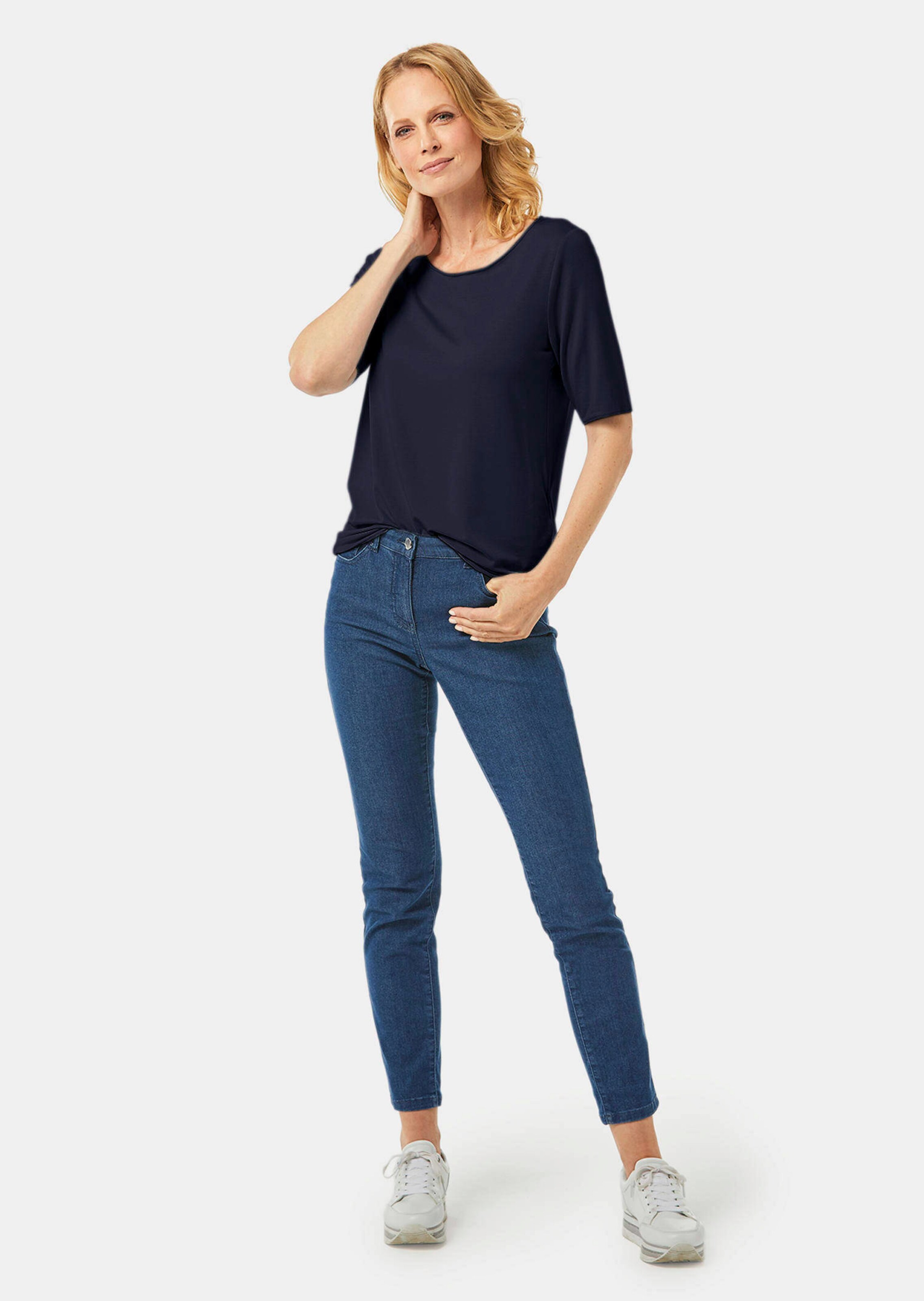 T-shirt avec liseré décoratif - marine - Gr. 46 de Goldner Fashion