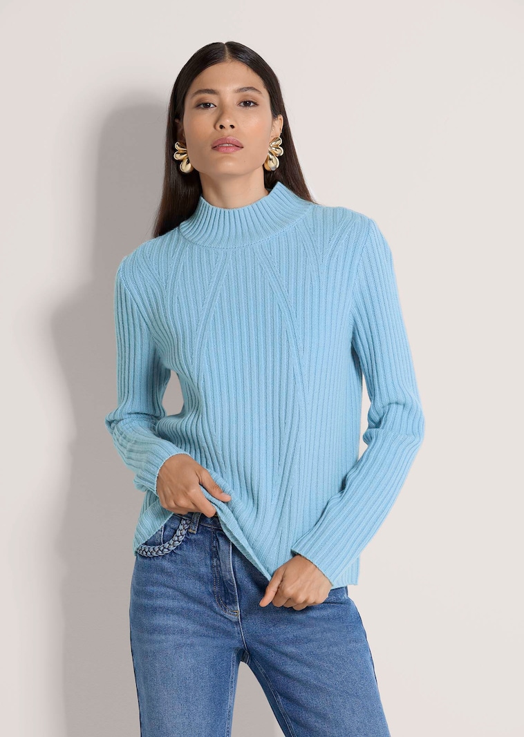 Stehkragen-Pullover aus Schurwolle