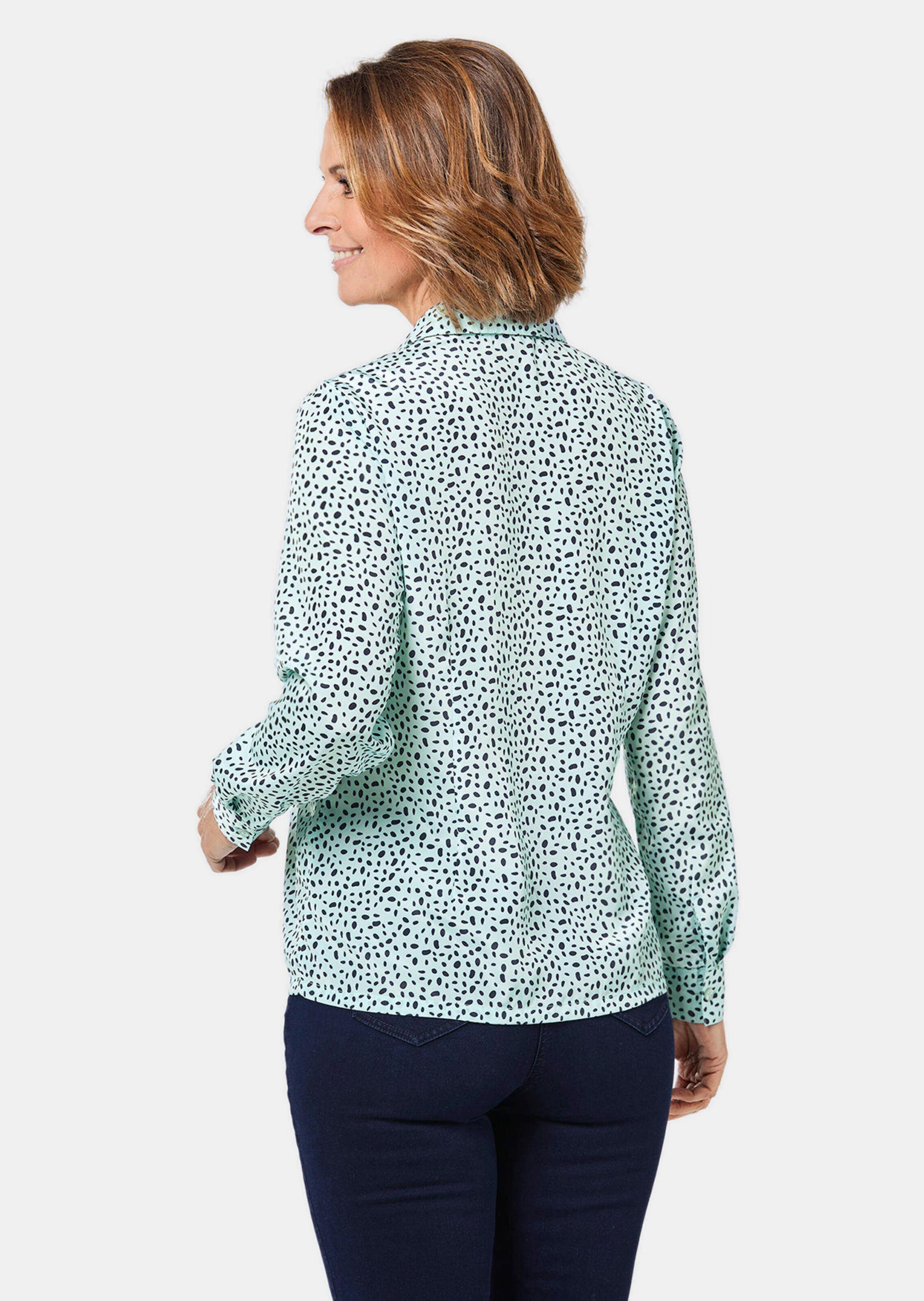 Chemisier imprimé fluide - vert menthe / bleu foncé / à motifs - Gr. 54 de Goldner Fashion