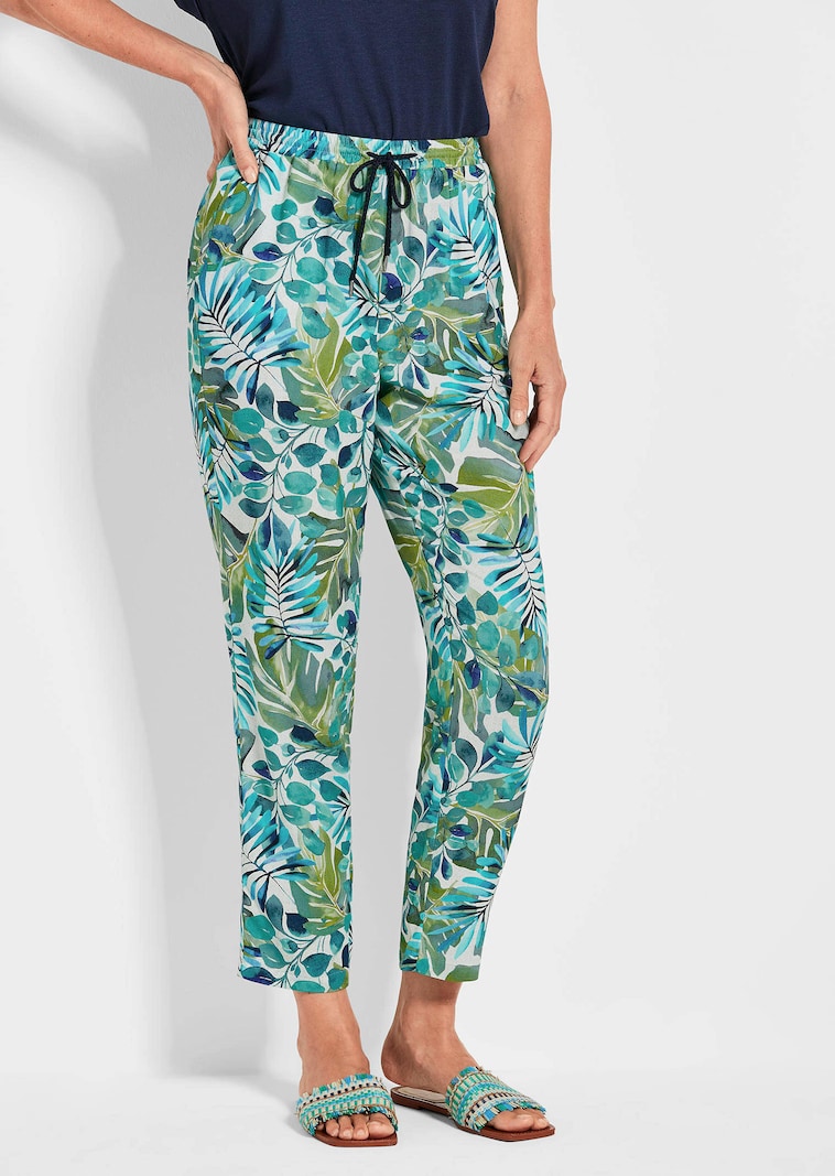Gedessineerde broek SARA met bladerprint