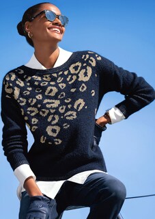 Jacquardpullover mit Glanz thumbnail 2