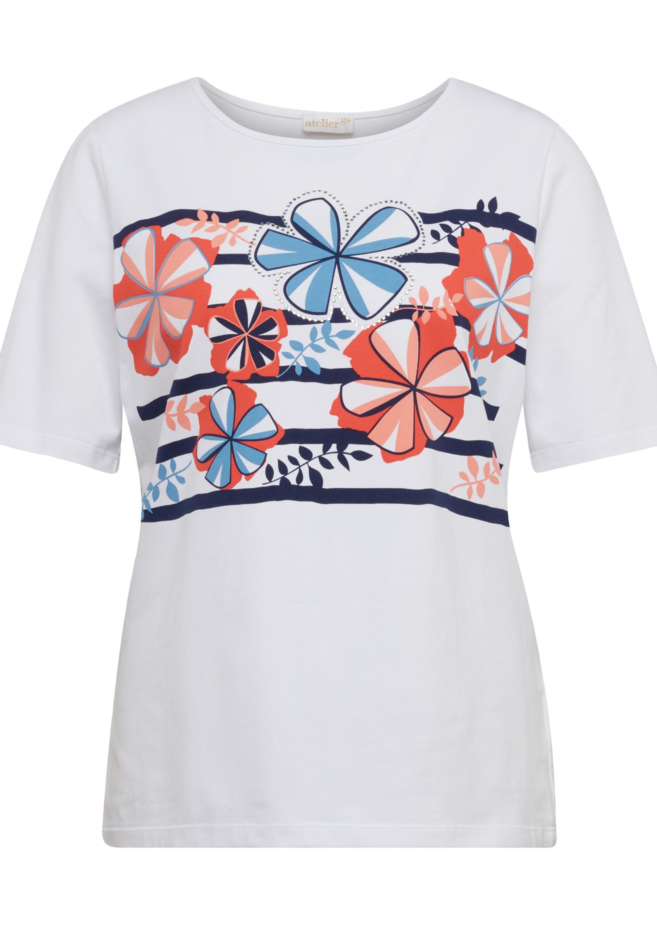 T-shirt - blanc / marine / corail - Gr. 52 de Goldner Fashion