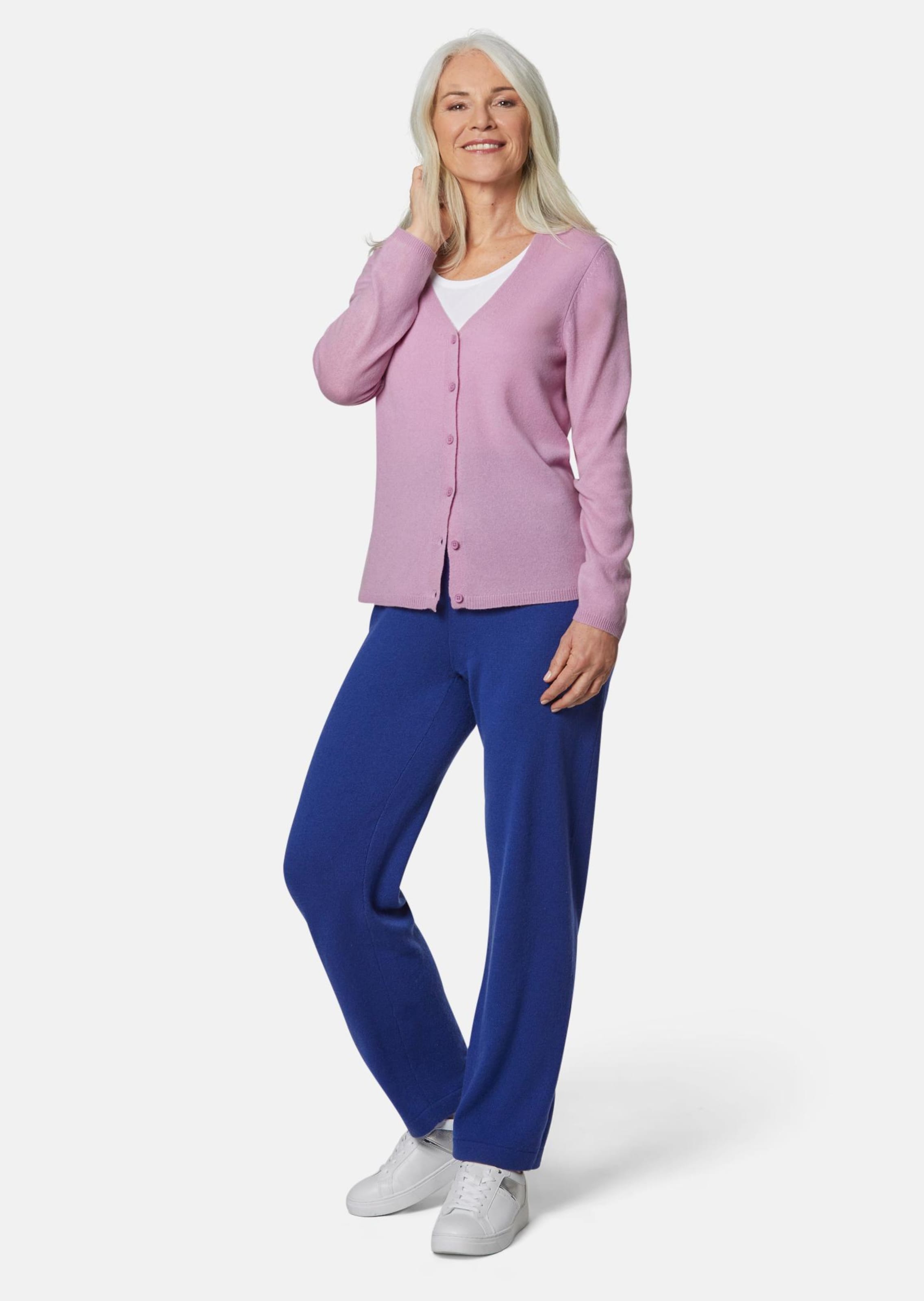 Cardigan col V en cachemire - mauve - Gr. 56 de Goldner Fashion