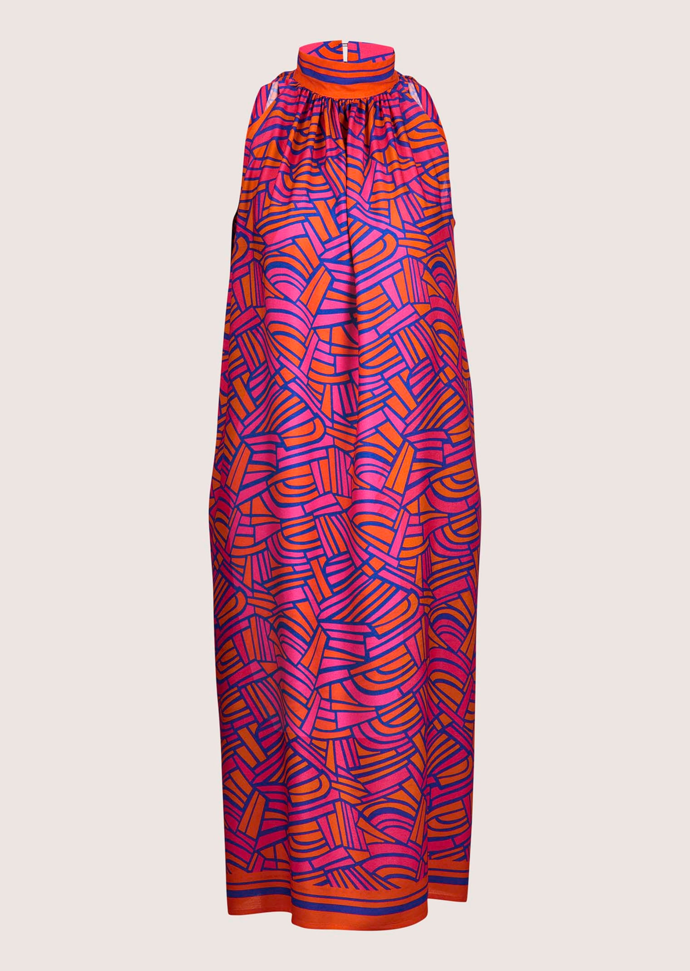 Robe d'été à imprimé graphique avec col montant