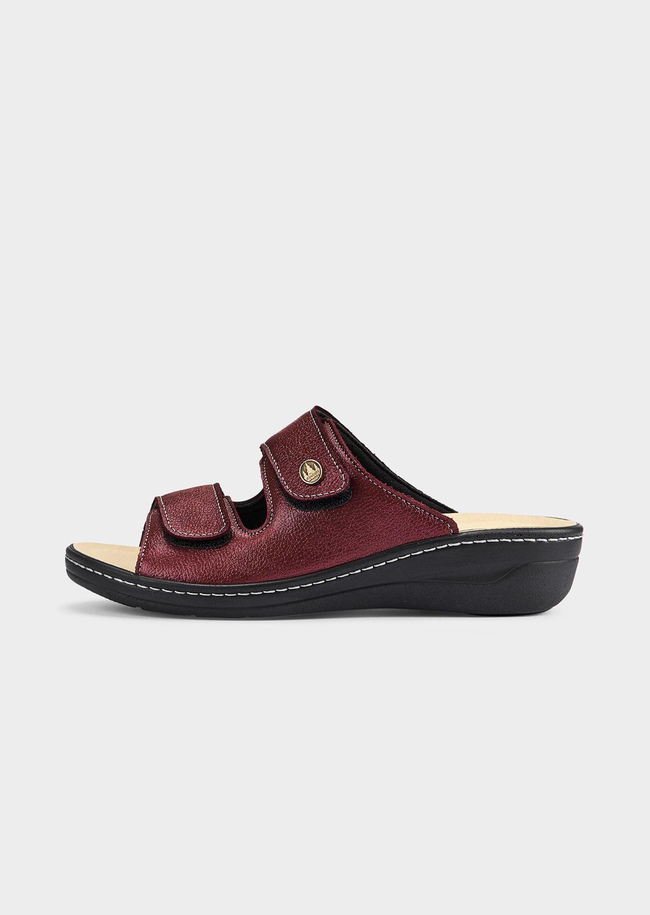 Leder-Pantoletten mit Naturkork-Fußbett