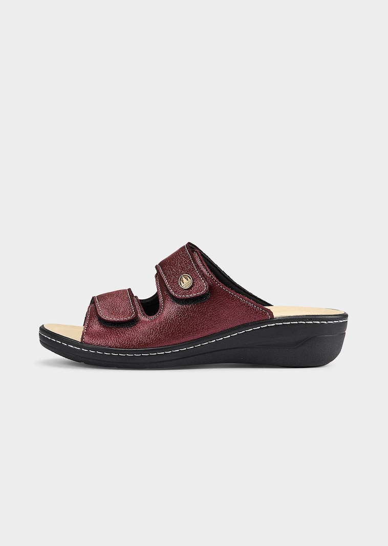 Leder-Pantoletten mit Naturkork-Fussbett