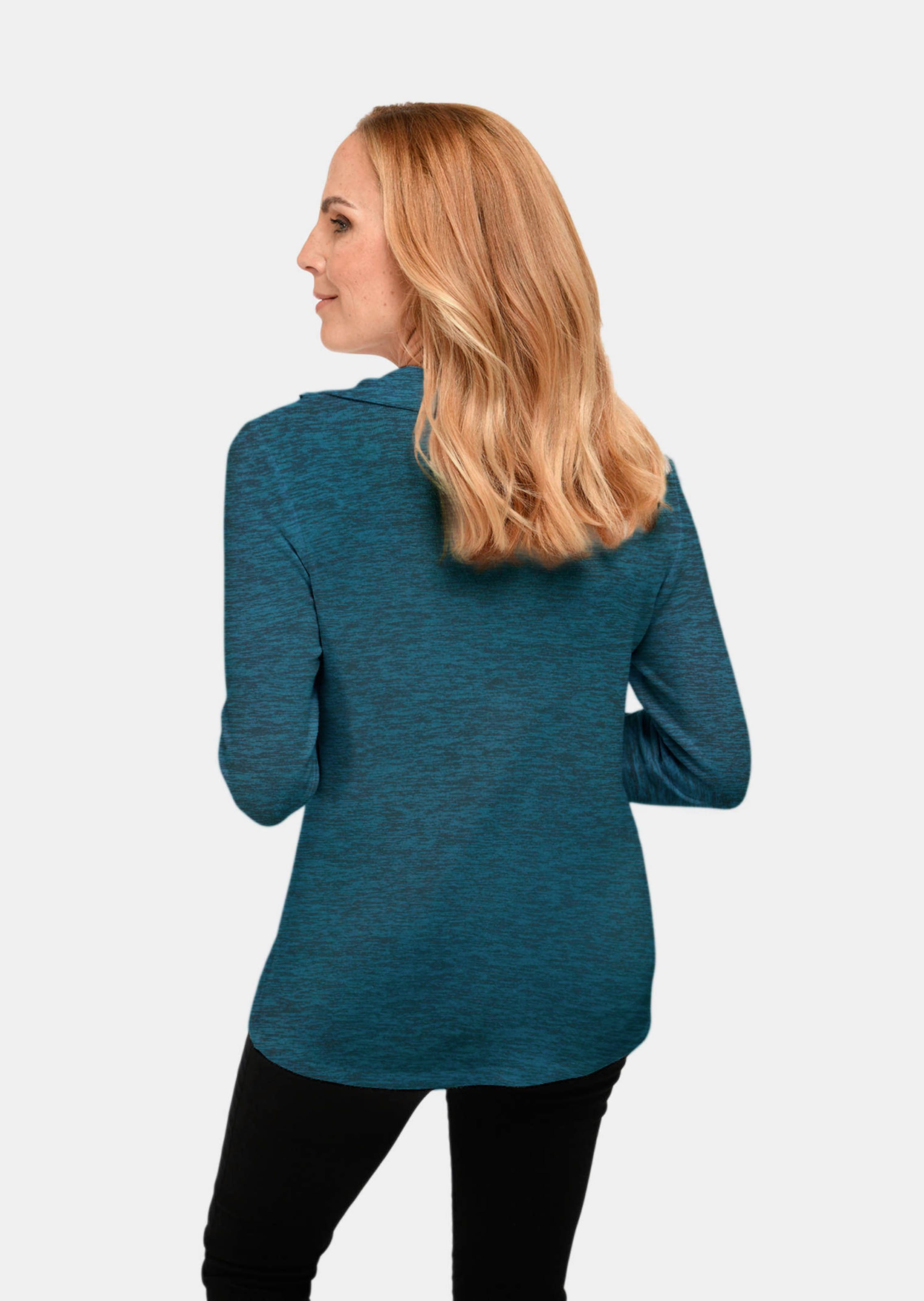 T-shirt col camionneur - pétrole / chiné - Gr. 23 de Goldner Fashion