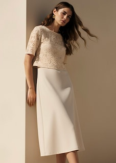 Zweiteiliges Set aus Jerseykleid und Häkelshirt thumbnail 1