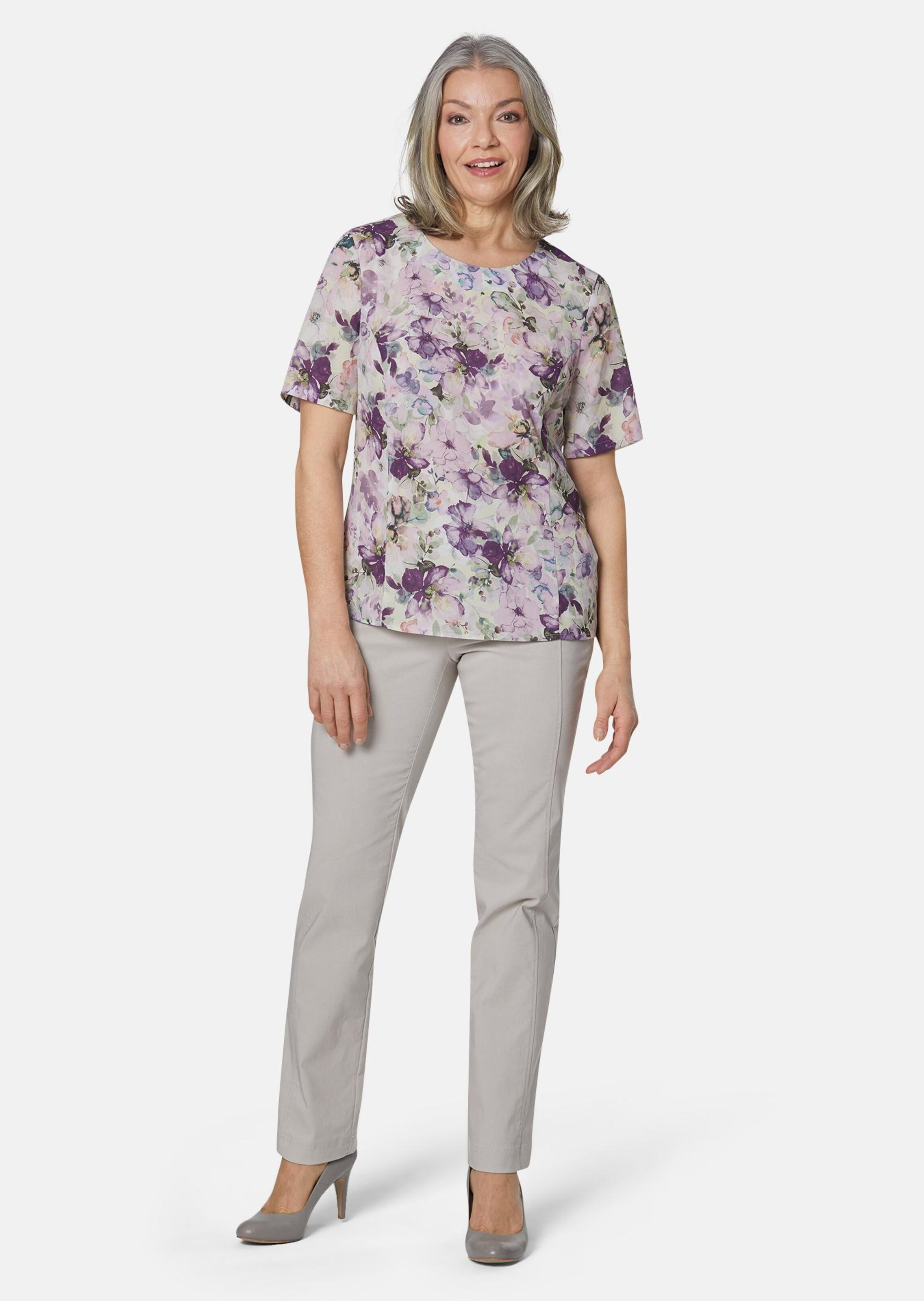 Chemisier imprimé à fleurs - baie / sauge / à motifs - Gr. 52 de Goldner Fashion