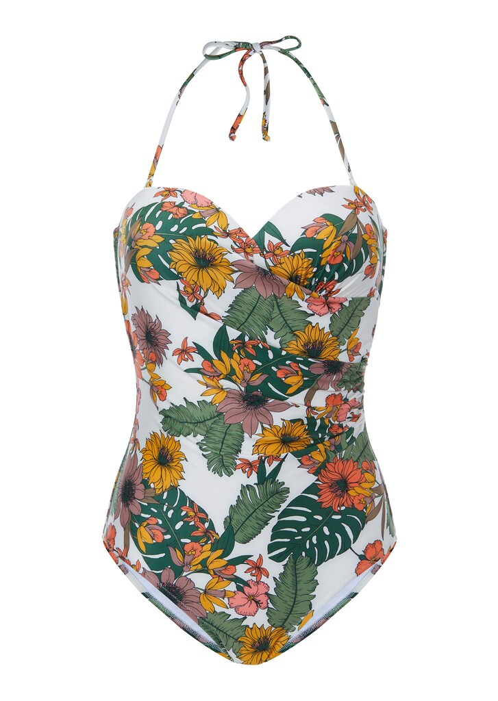 Strapless swimsuit with print