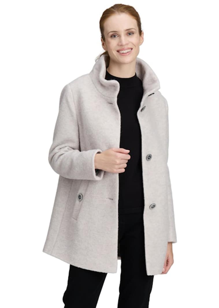 Manteau laineux élégant, avec col montant