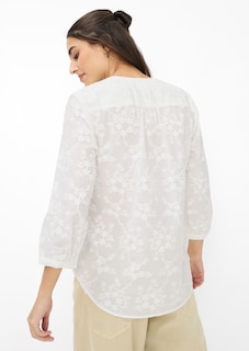Baumwollbluse mit aufgesetzten Blüten thumbnail 3
