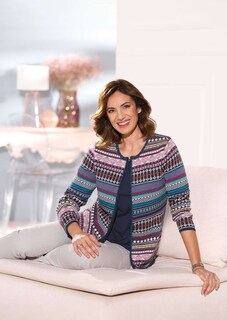 Jacquardstrickjacke mit farbenfrohem Ringelmuster thumbnail 5