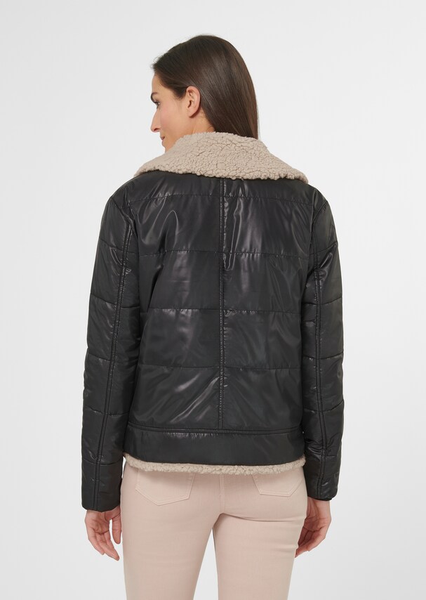 Warm padded quilted jacket with teddy fabric lining 2