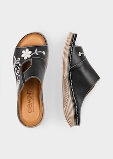 Leder-Pantoletten mit Blumenmuster thumbnail 2