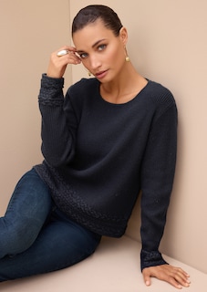 Rippenstrick-Pullover mit Zopfdetails thumbnail 1