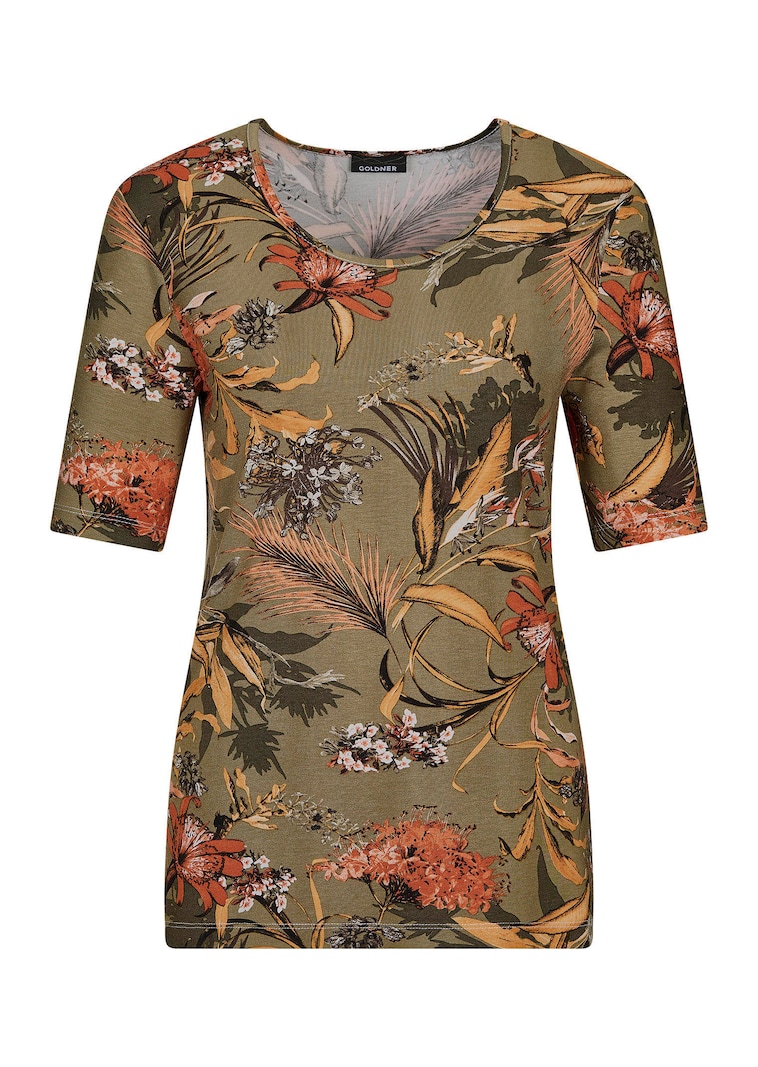 T-shirt en jersey avec imprimé floral tropical