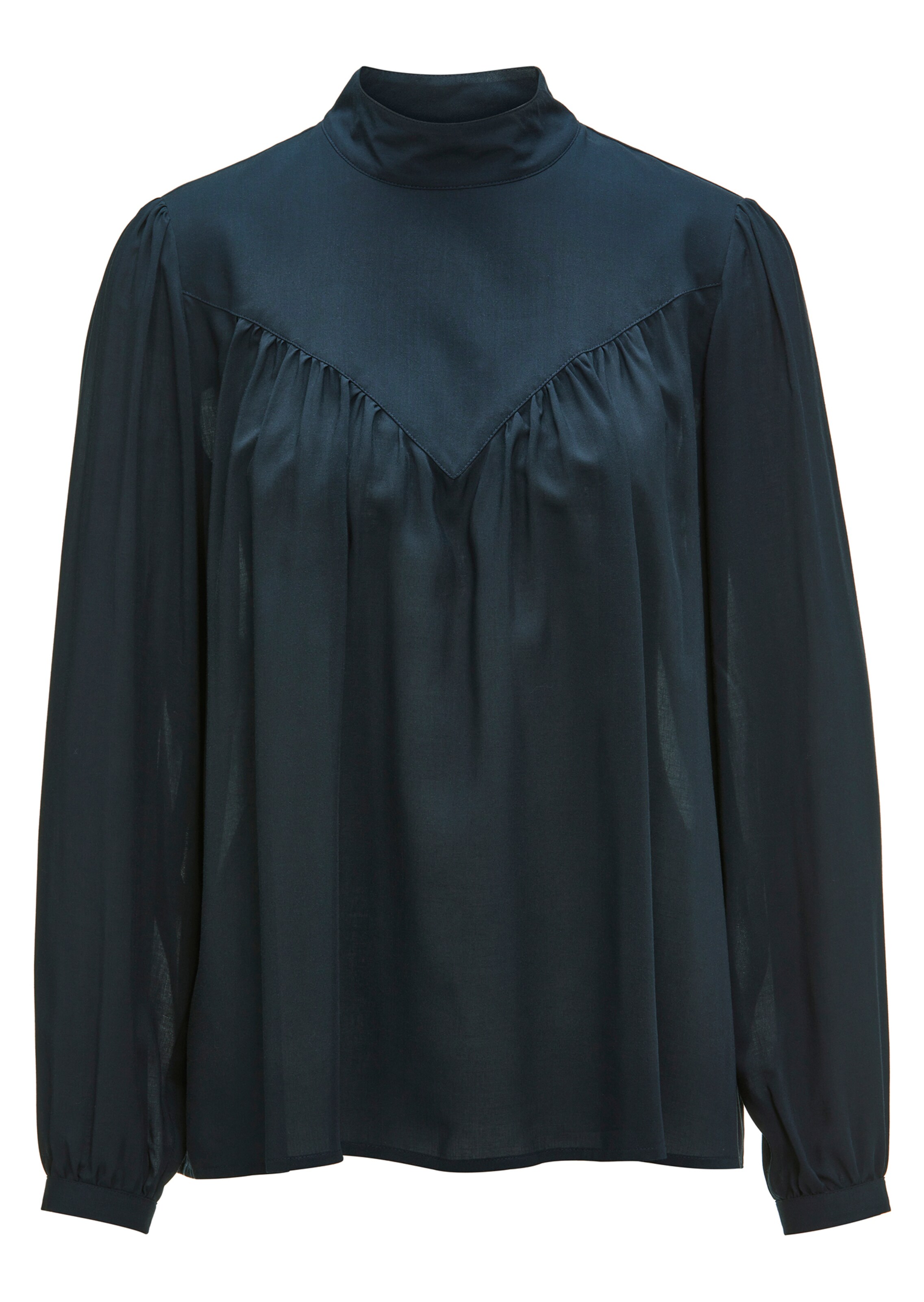 Blouse with stand-up collar and frill effect