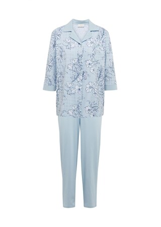 hellblau / grau / gemustert Pyjama