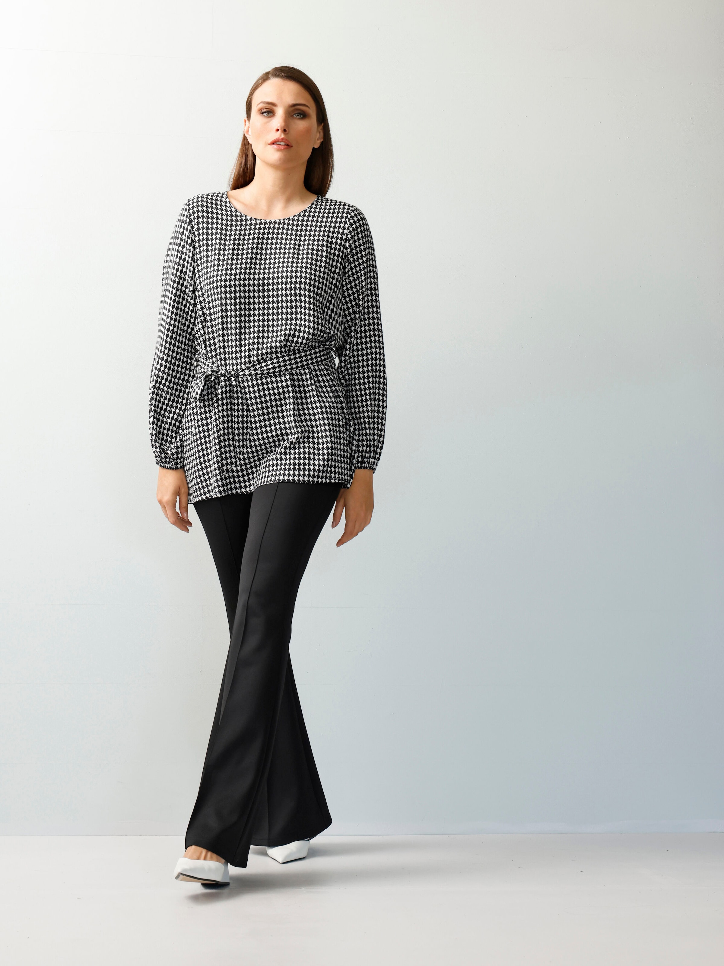 Bluse in Hahnentrittdessin