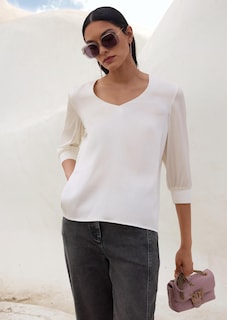 Blouse en soie stretch avec encolure en V thumbnail 7