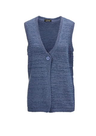 bleu gris Gilet en tricot à fil ruban