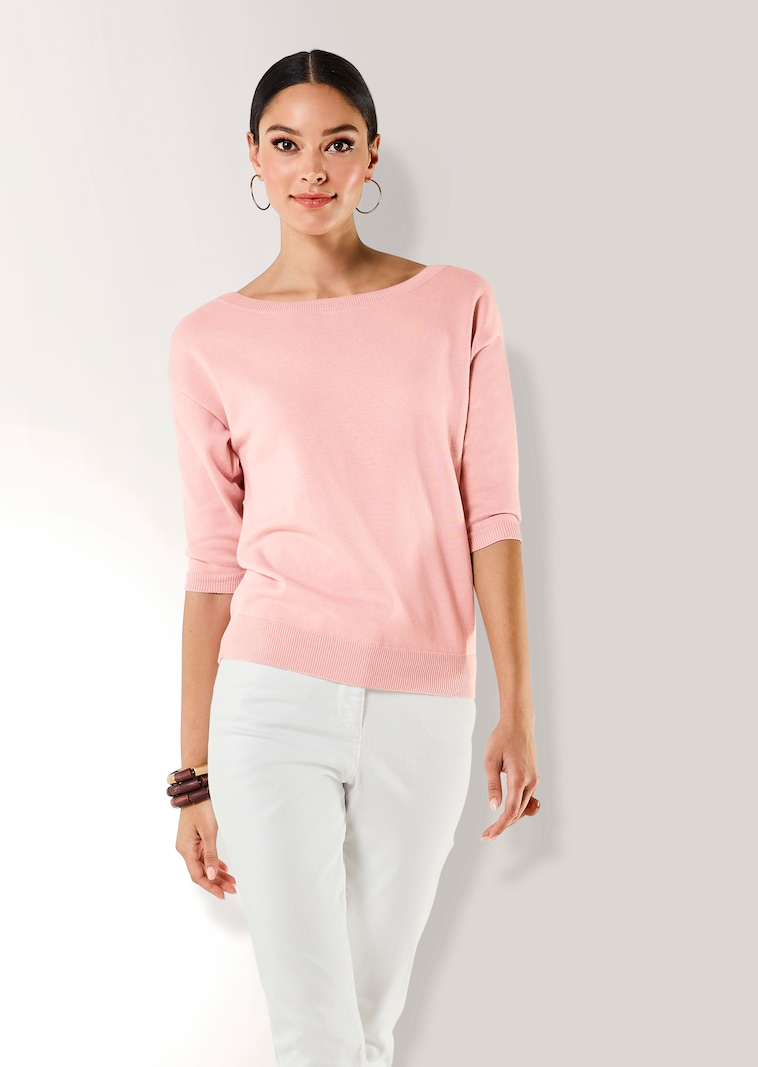 Rundhals-Pullover mit kurzen Ärmeln