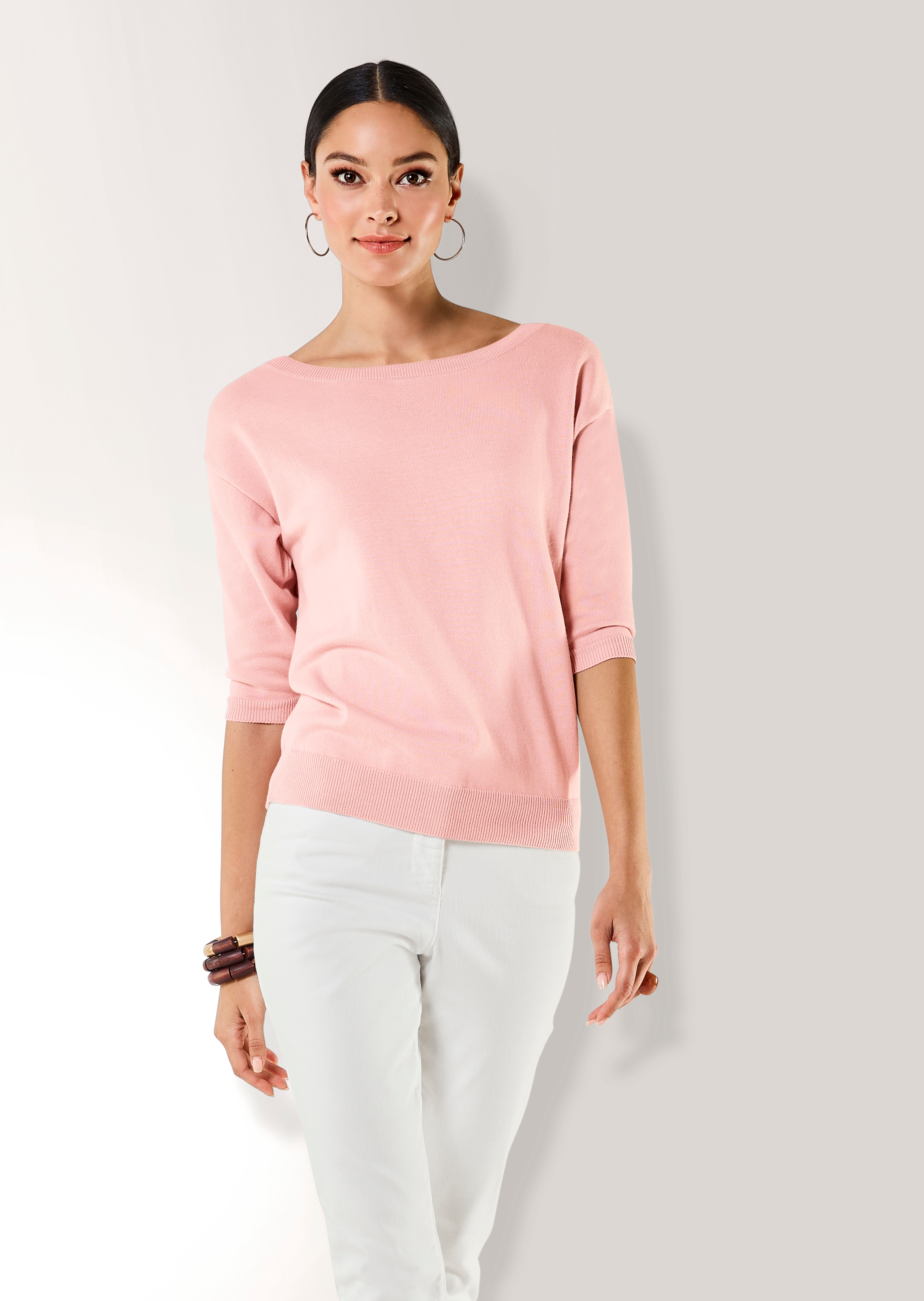 Rundhals-Pullover mit kurzen Ärmeln