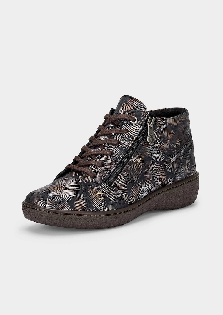 Stiefeletten aus echtem Leder mit Blättermotiv