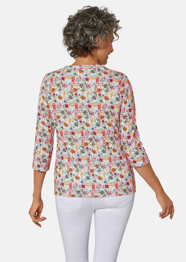 Kreukarm gedessineerd shirt met elegante bloemenprint 2