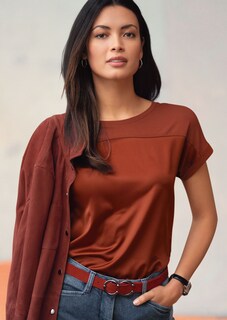 Satinshirt mit kurzen Ärmeln thumbnail 2