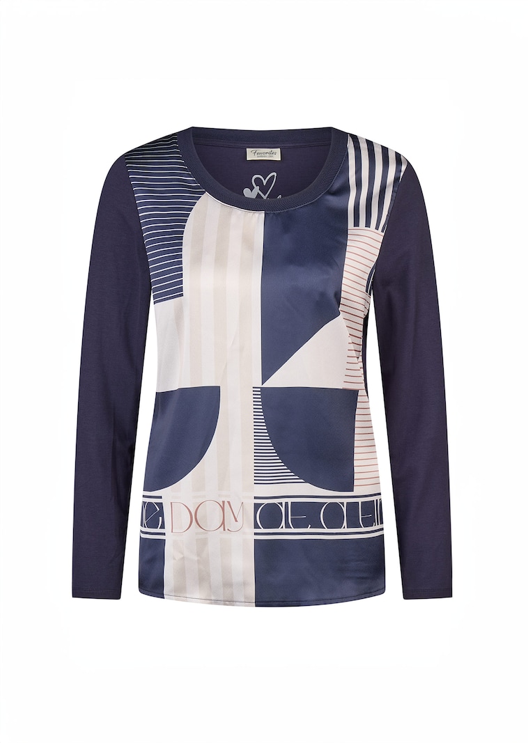 Blusenshirt aus Jersey und Satin