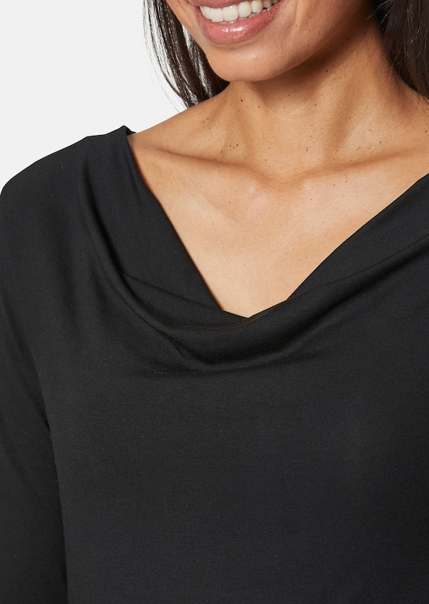 Long-sleeved shirt with waterfall neckline 4