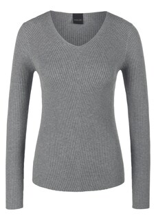 Ribbed jumper with V-neck thumbnail 6