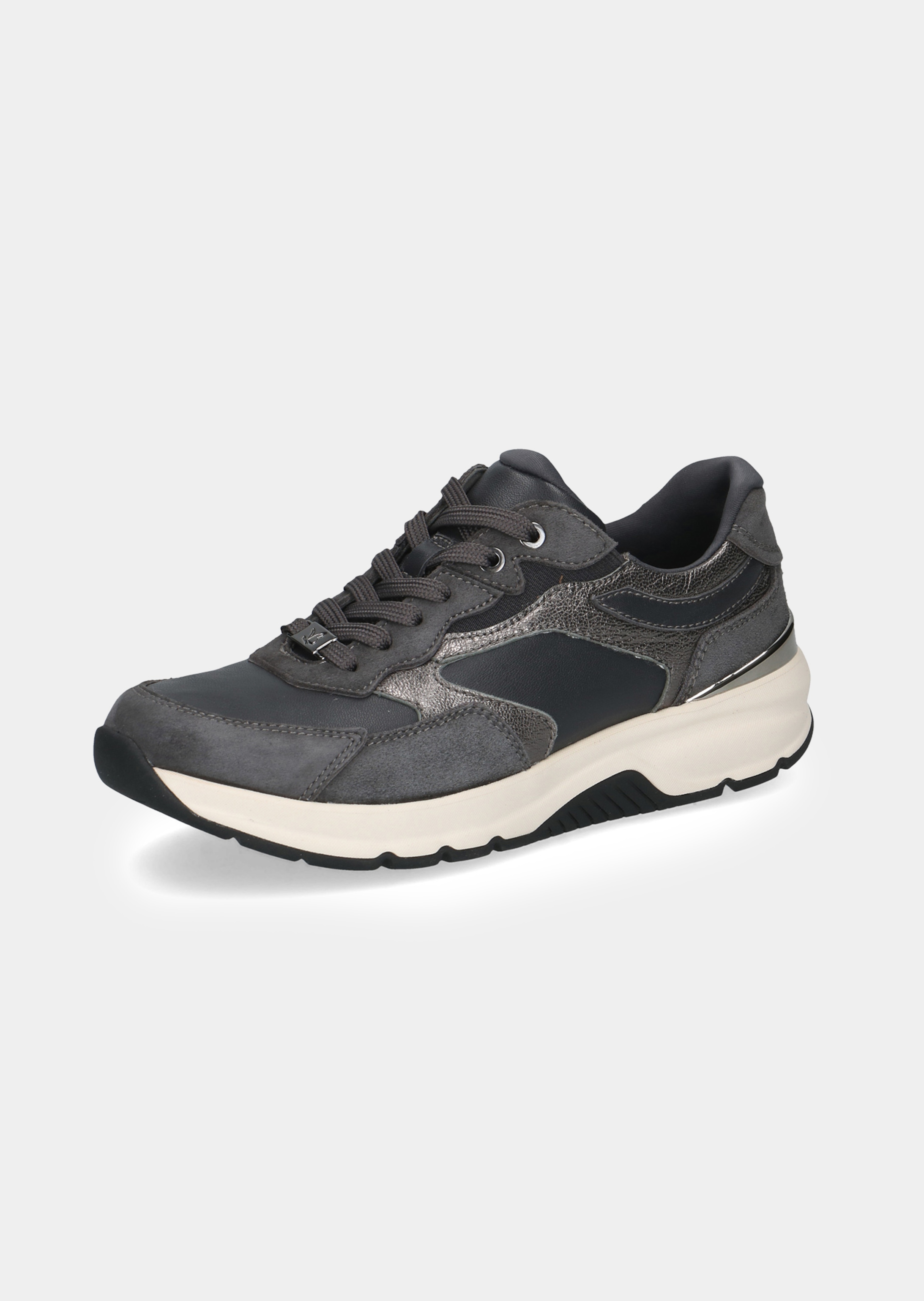 Sneakers en cuir brut et lisse avec amorti