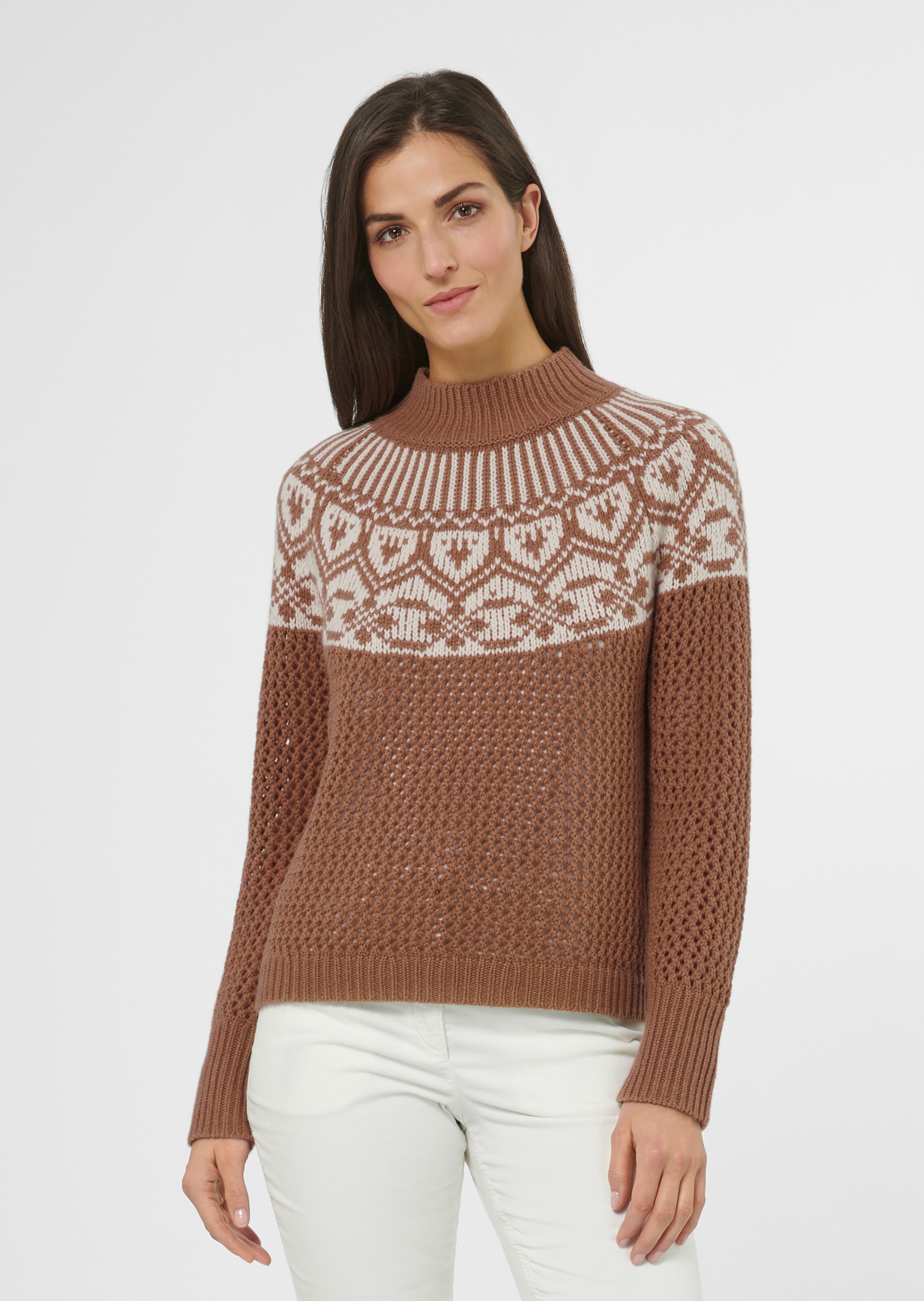 Norweger-Pullover mit Ajour-Details