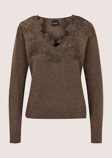 Feinstrickpullover mit Spitzenbesatz thumbnail 6