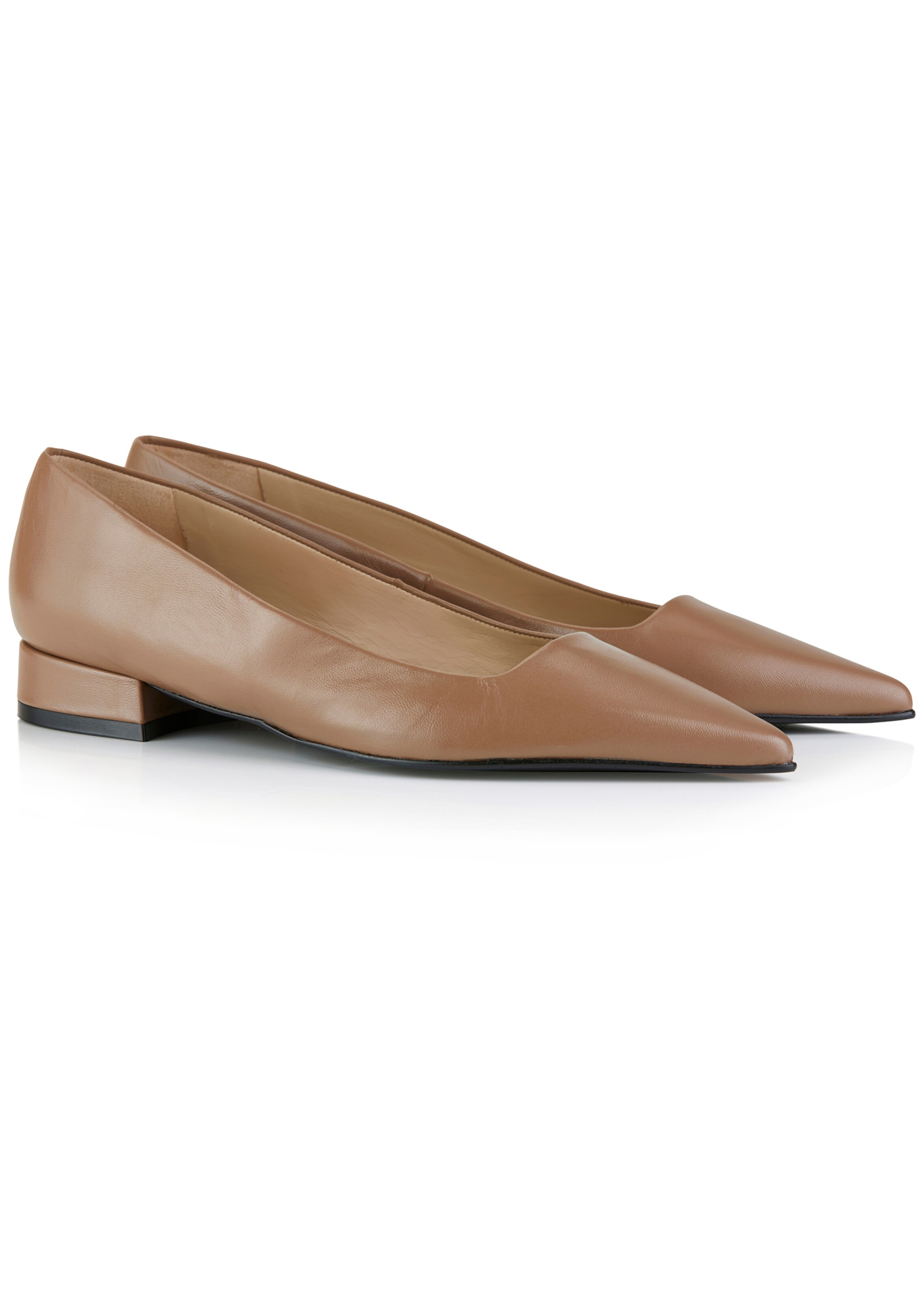 Flache Leder-Ballerinas in spitzer Form