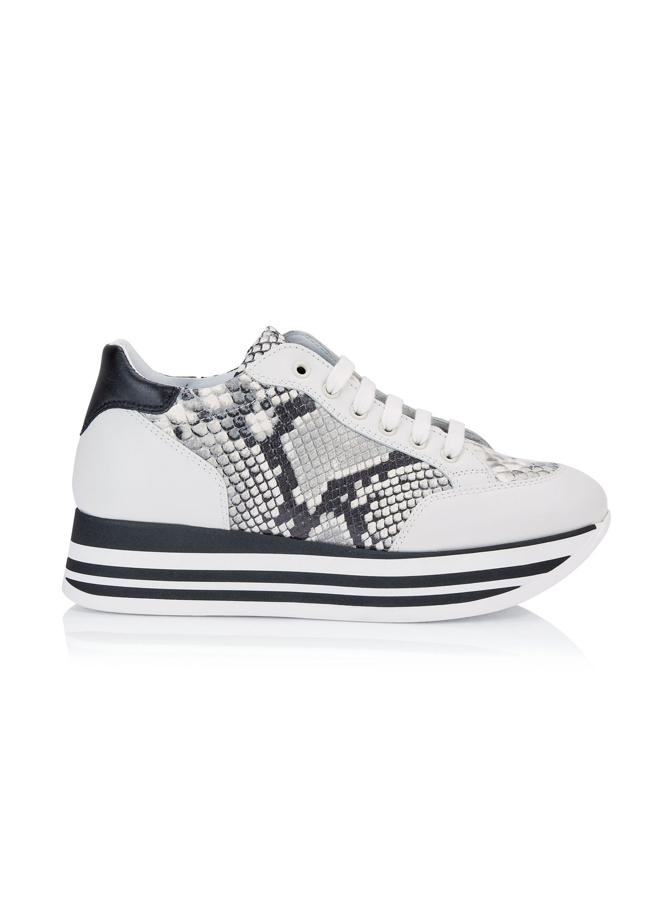 Plateau-Sneaker im Leder-Mix