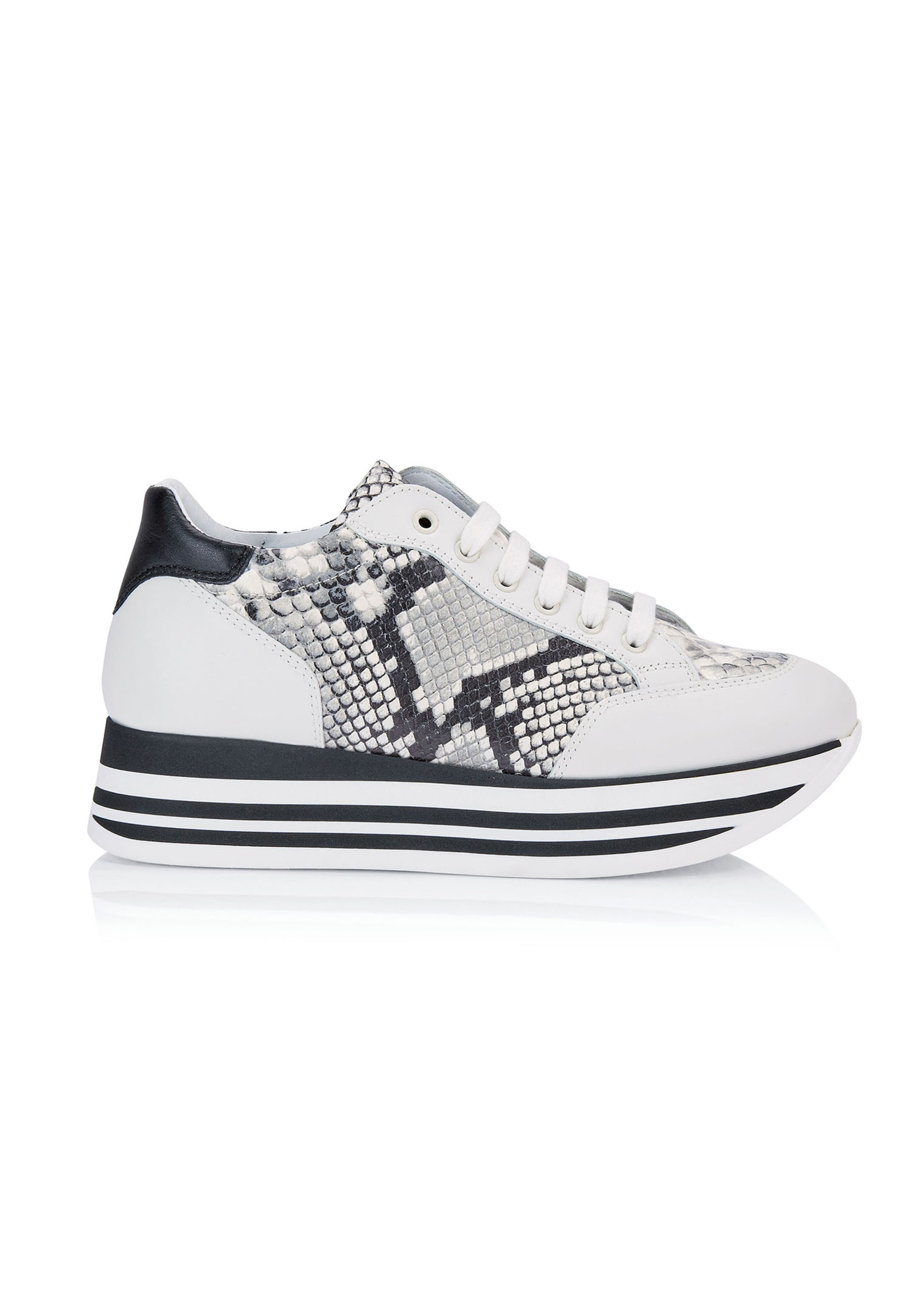 Plateau-Sneaker im Leder-Mix