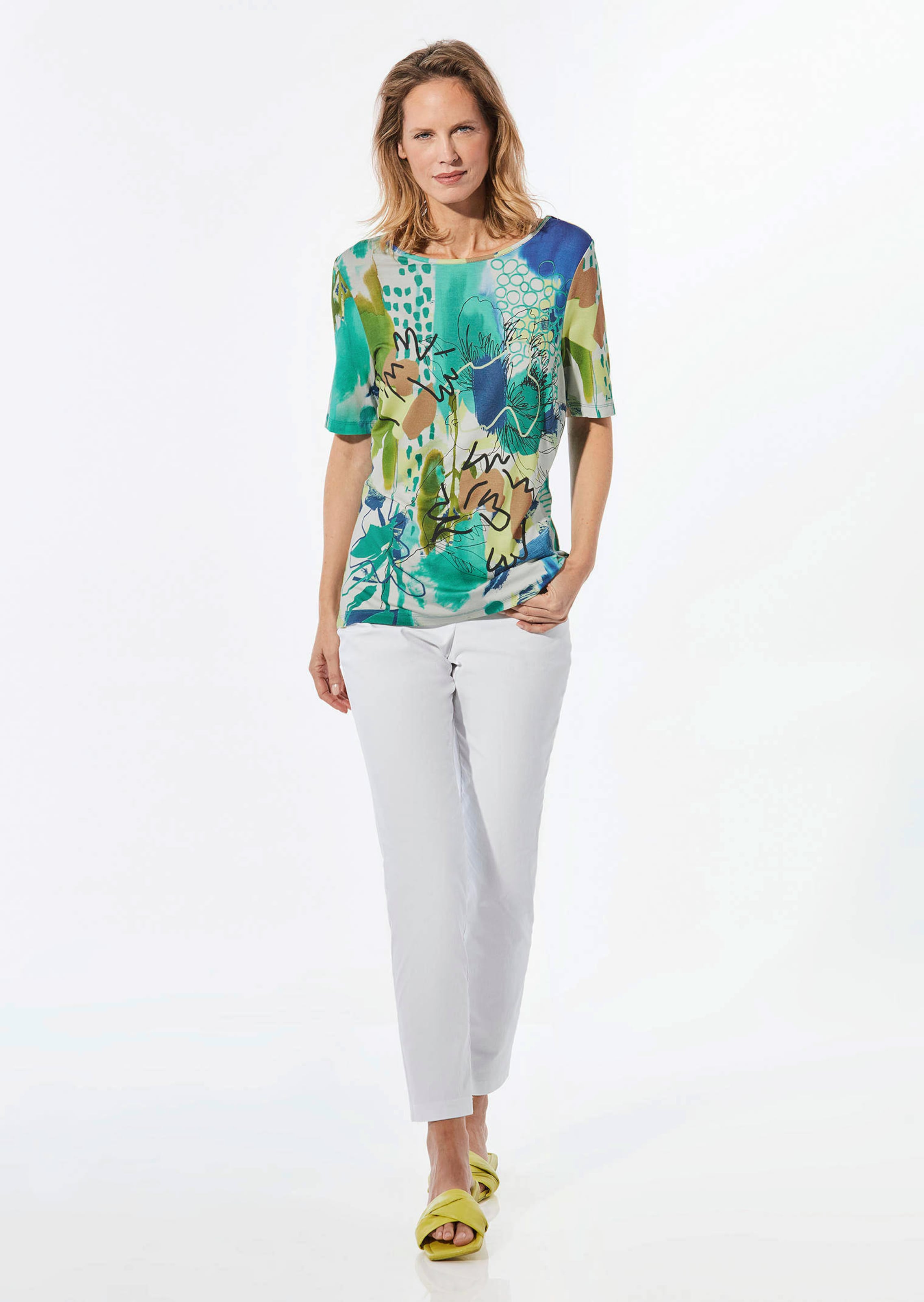 T-shirt à encolure bateau - bunt / à motifs - Gr. 52 de Goldner Fashion