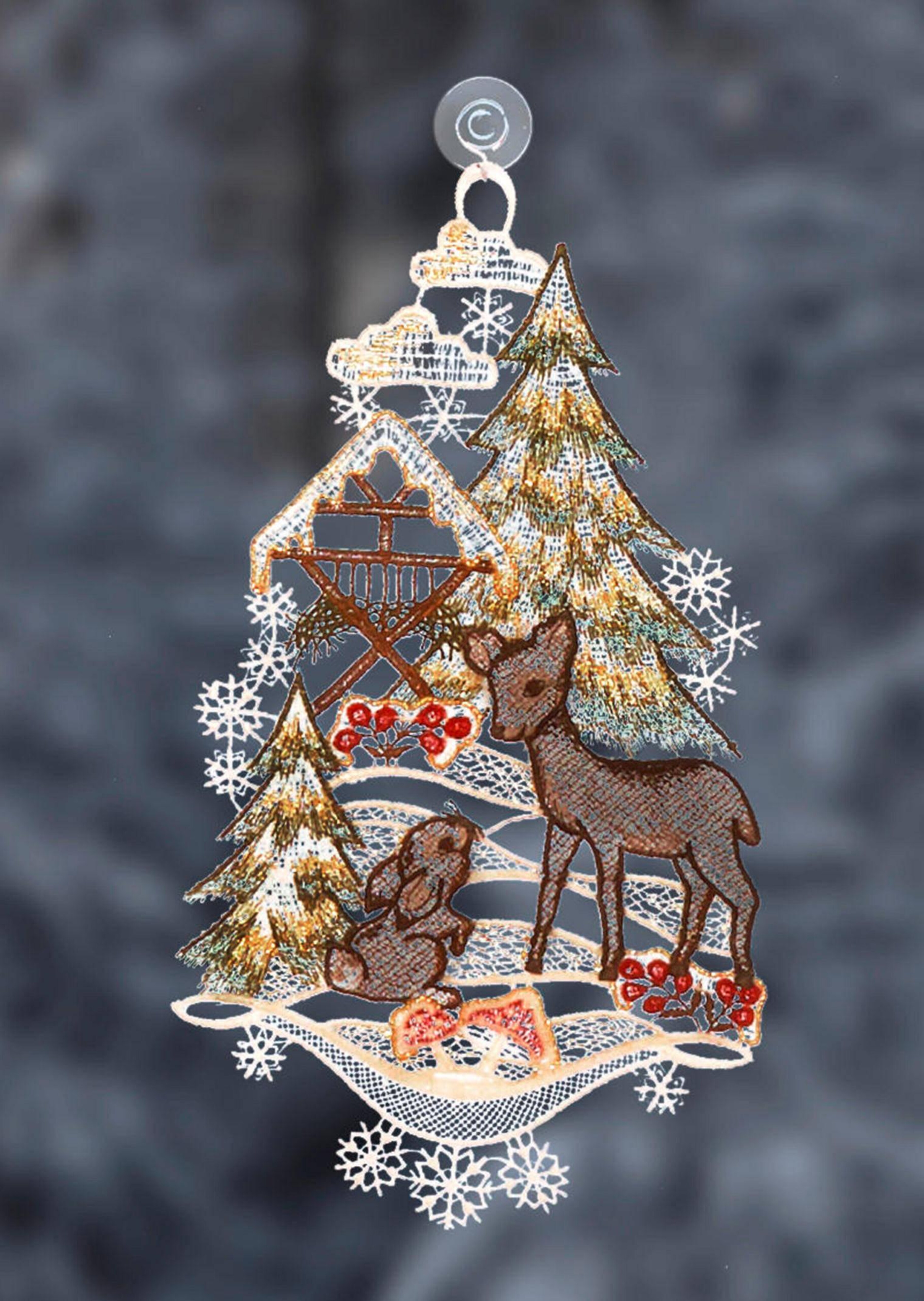 Décoration de fenêtre "Chevreuil et lièvre"