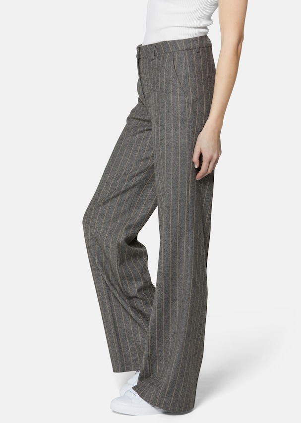 Wide pinstripe trousers with a herringbone texture 3