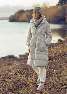 Langer Daunenmantel mit Kapuze thumbnail 7