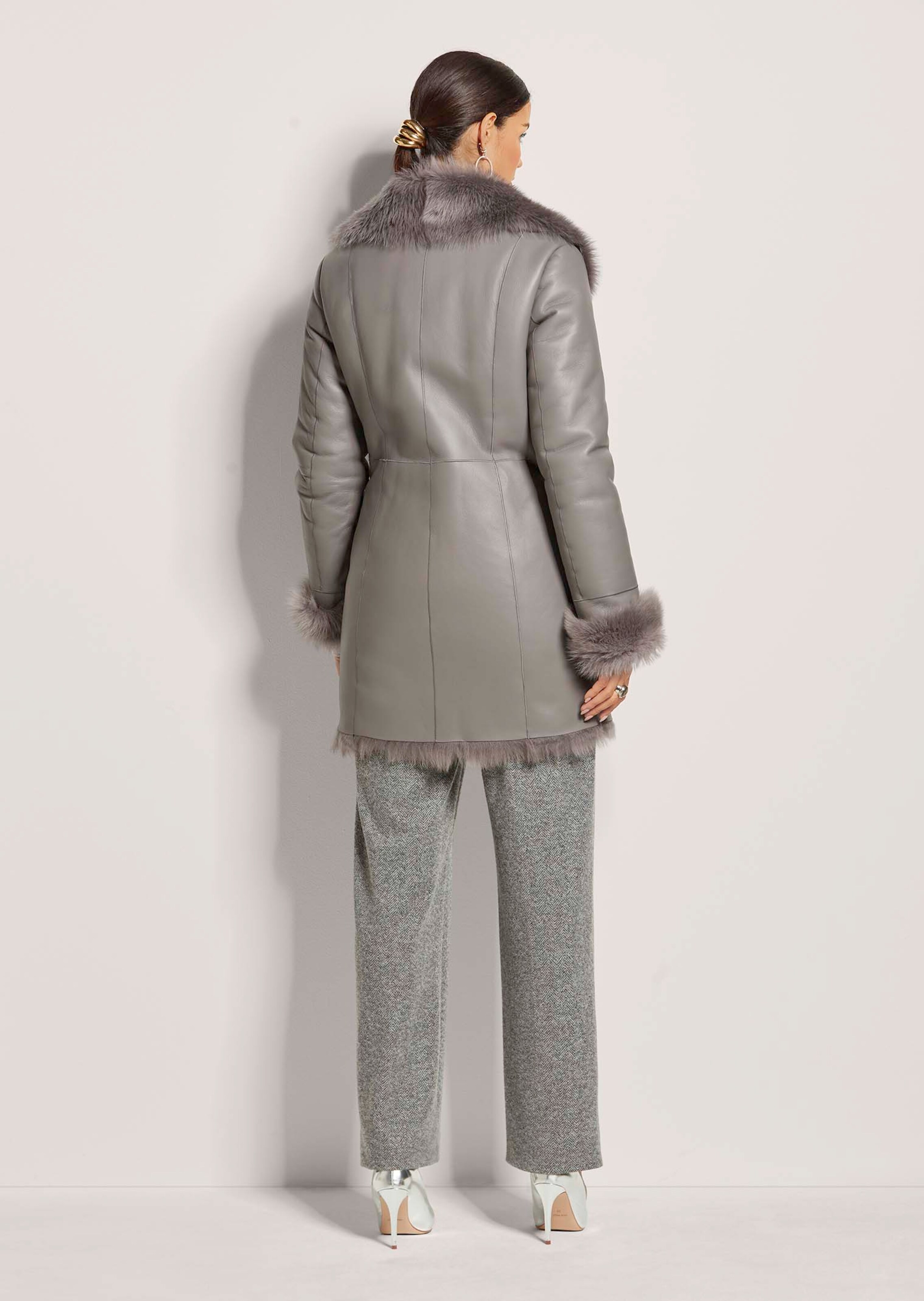 Lederjacke Karo Jacke Mit Lammfell Wie NEU HOTIC Echt Lammfell