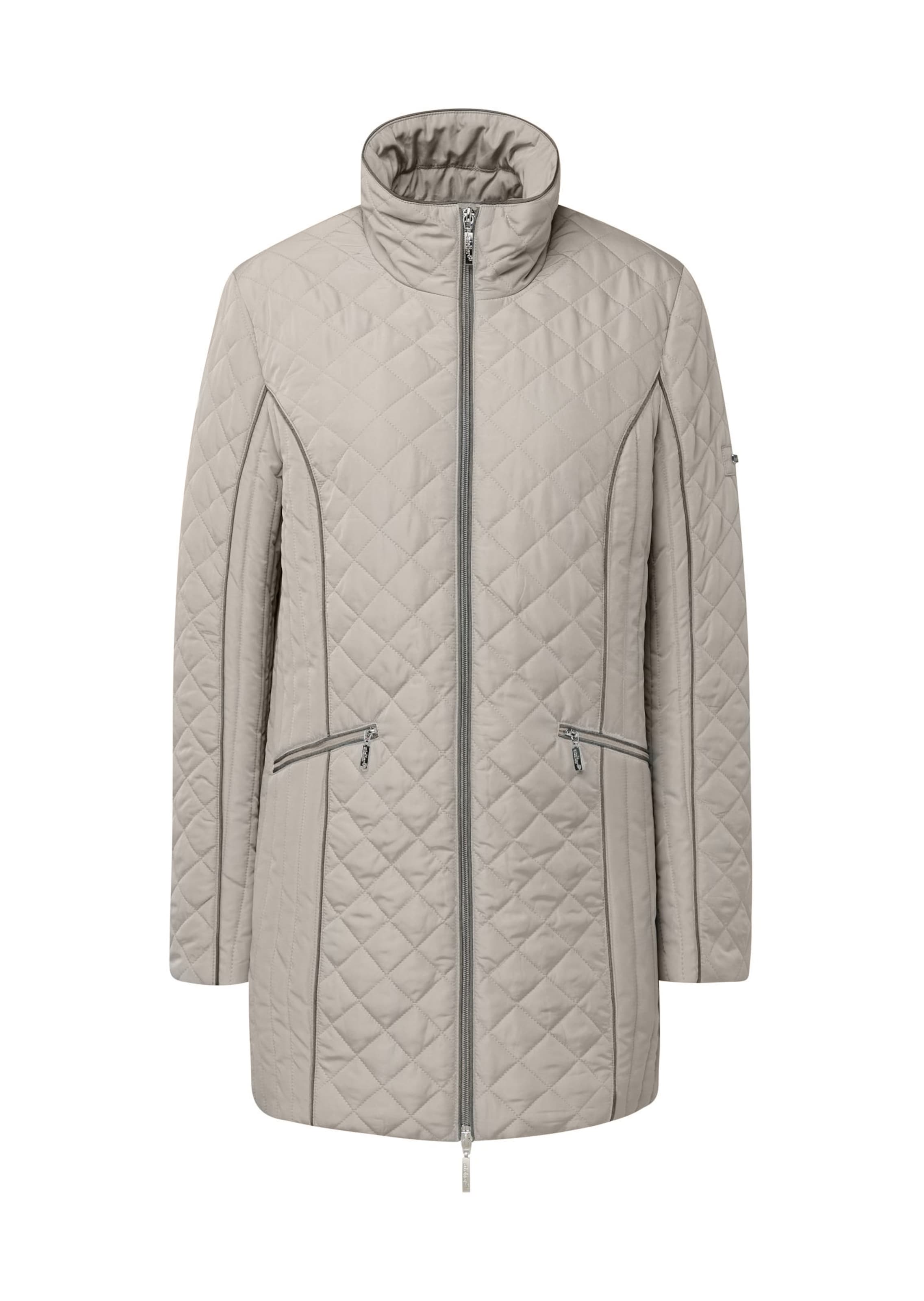 Veste matelassée longue avec passepoils contrastants - beige / brun - Gr. 40 de Goldner Fashion